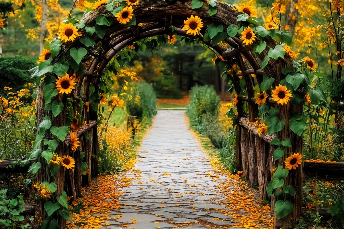 Fall Backdrop Sunflower Arch Garden Walk Backdrop UK LXX57-146