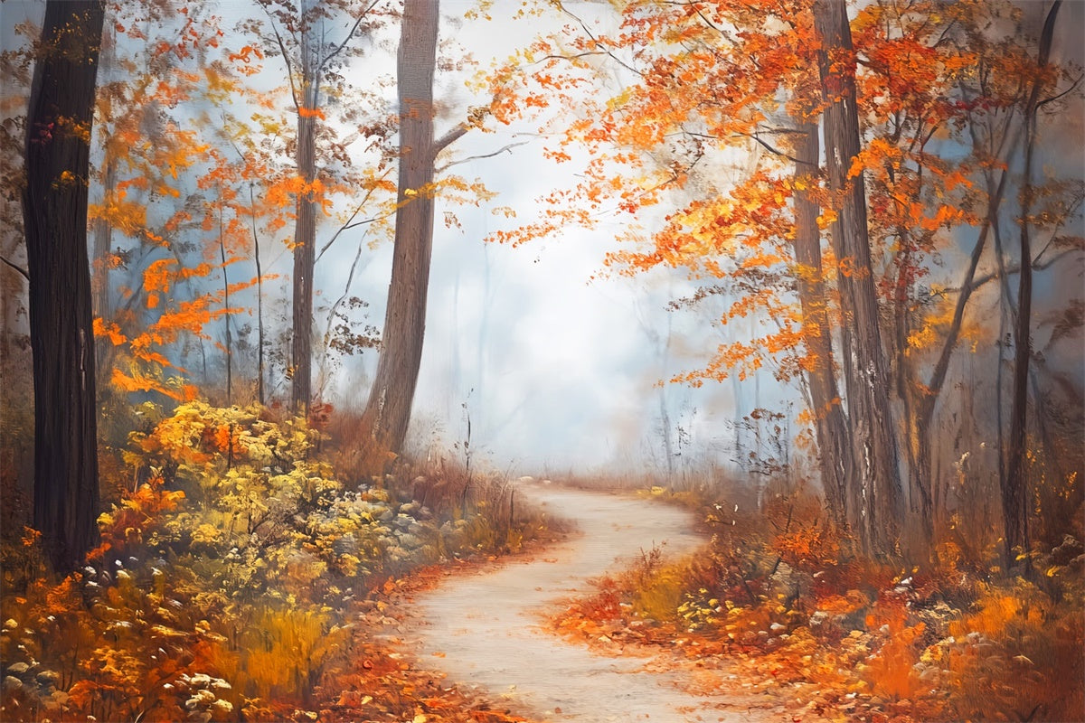 Fall Forest Backdrop Misty Maple Pathway Backdrop UK LXX57-152