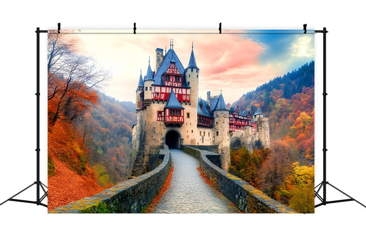 Autumn Backdrop Enchanted Twilight Castle Backdrop UK LXX57-153