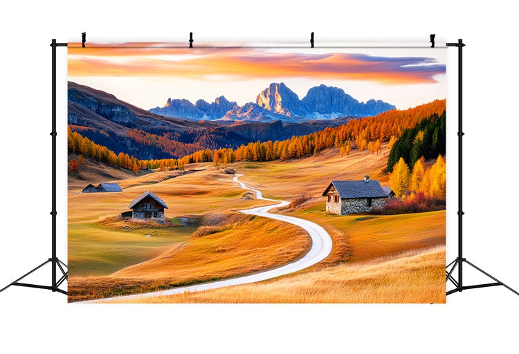 Fall Photoshoot Backdrop Curved Trail Mountain Backdrop UK LXX57-157