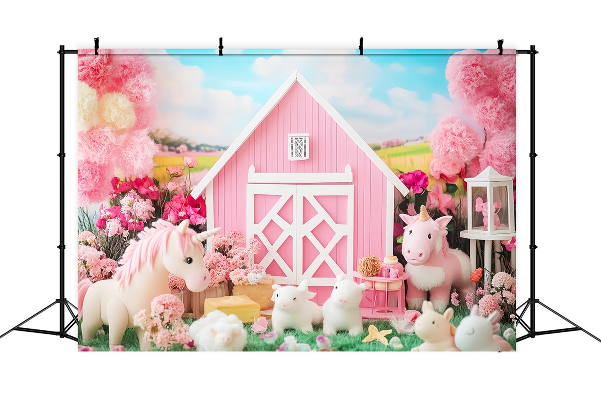 Fall Backdrop Pink Unicorn Farm Fantasy Backdrop UK LXX57-161
