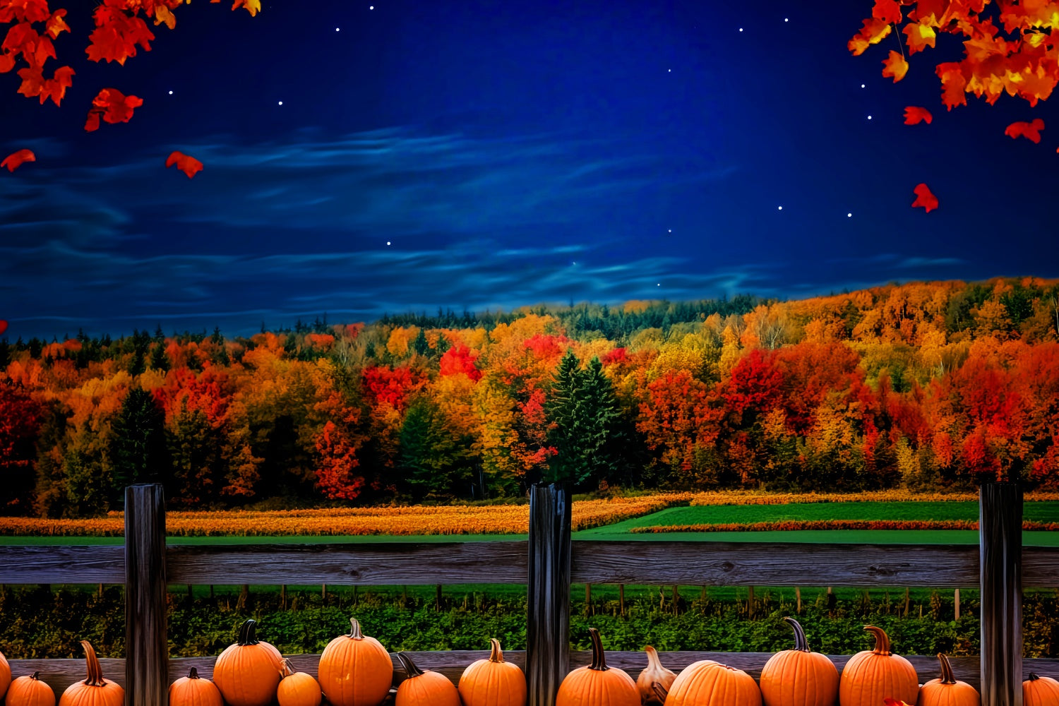 Fall Forest Backdrop Starry Farm Field Backdrop UK LXX57-163