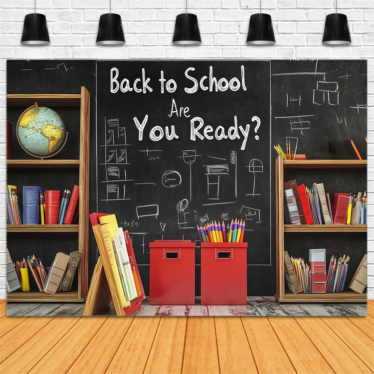 Chalkboard Photo Backdrop Study Shelf Sketch Backdrop UK LXX57-17