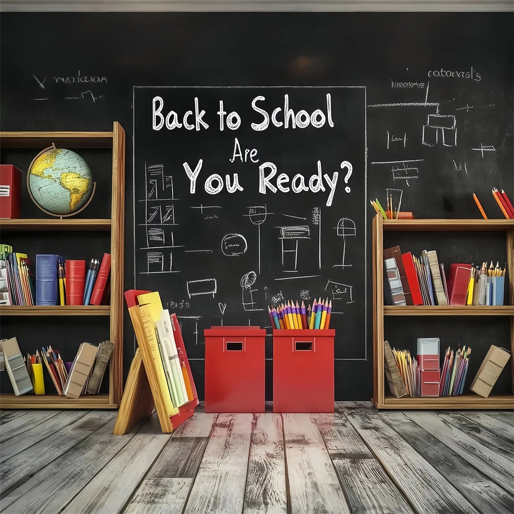 Chalkboard Photo Backdrop Study Shelf Sketch Backdrop UK LXX57-17