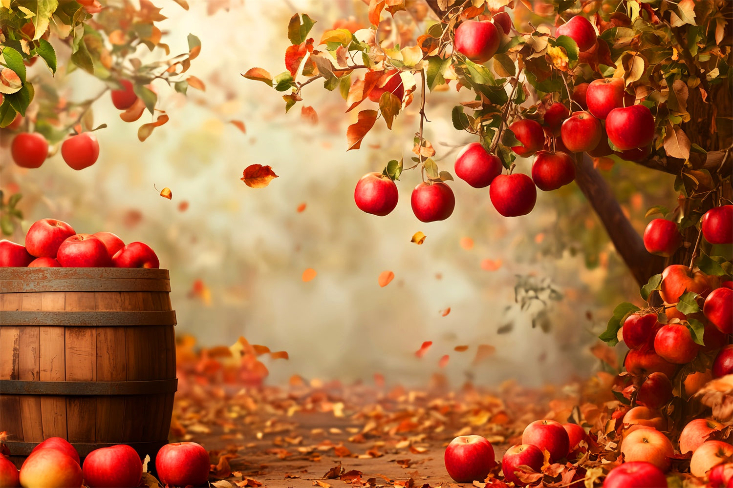 Autumn Backdrop Falling Leaves Apple Grove Backdrop UK LXX57-170