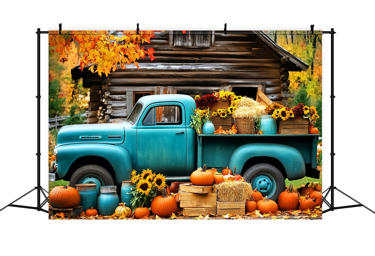 Fall Backdrop For Photos Cabin Harvest Truck Backdrop UK LXX57-172