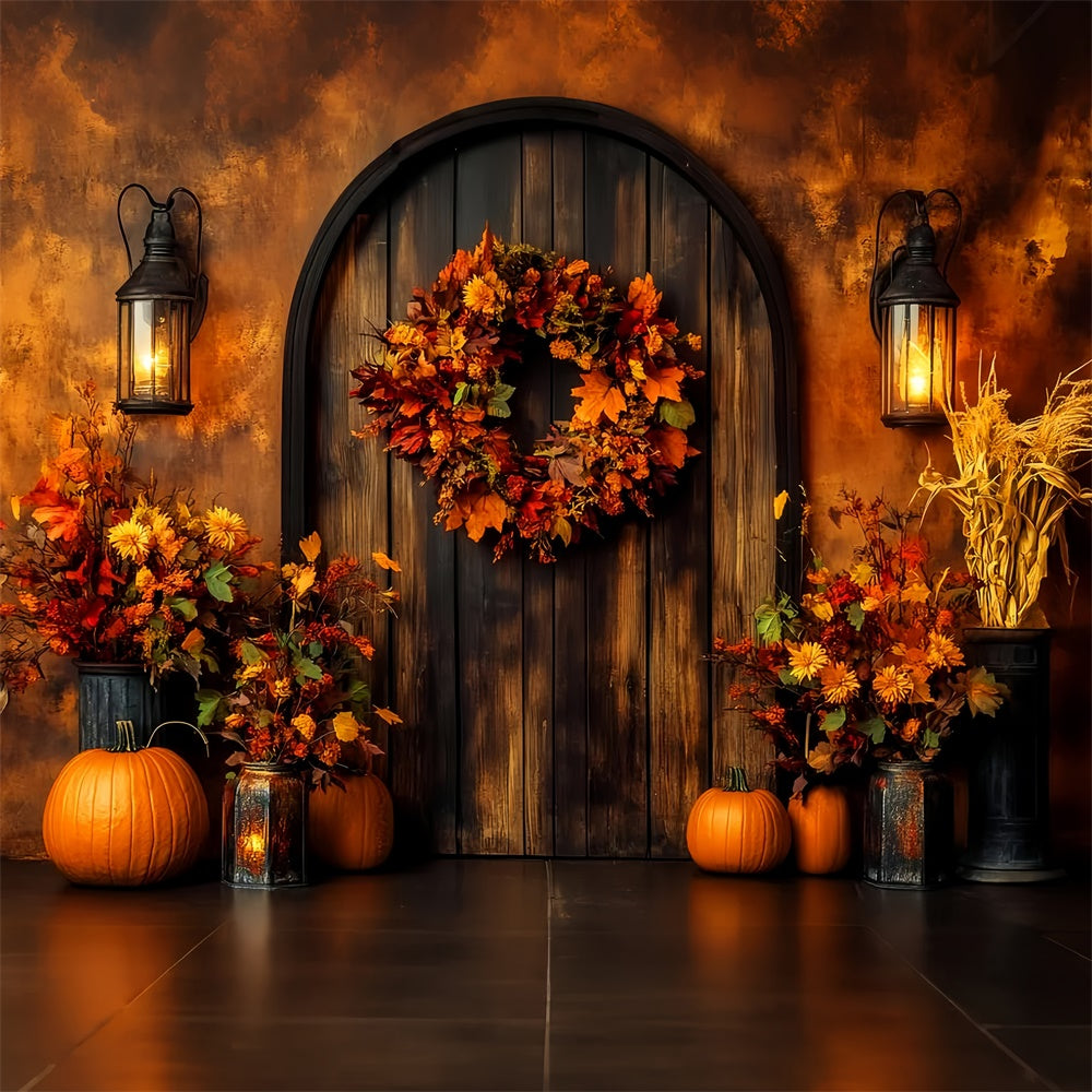 Autumn Photo Backdrop Harvest Wreath Door Backdrop UK LXX57-174