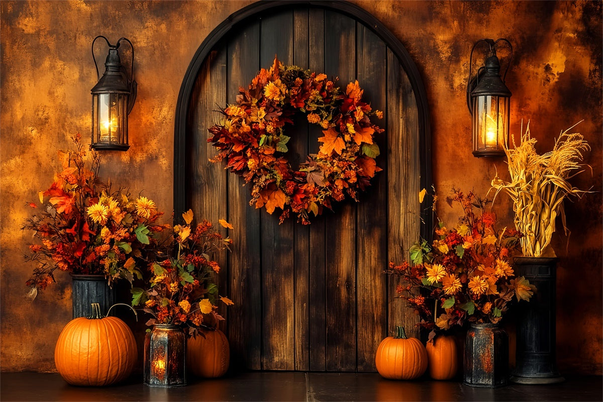 Autumn Photo Backdrop Harvest Wreath Door Backdrop UK LXX57-174