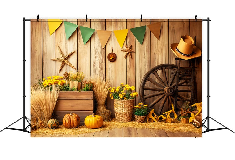 Fall Photography Backdrops Wooden Wall Flower Backdrop UK LXX57-176
