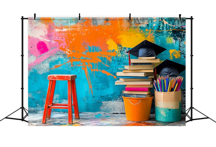 School Picture Backdrop Graffiti Wall Study Backdrop UK LXX57-18
