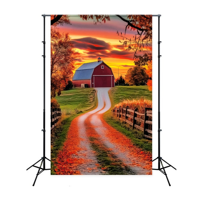 Sunset Photo Backdrop Rustic Barn Glow Fall Backdrop UK LXX57-184
