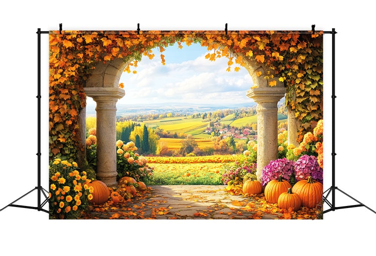 Fall Backdrop Rustic Arched Garden View Backdrop UK LXX57-185