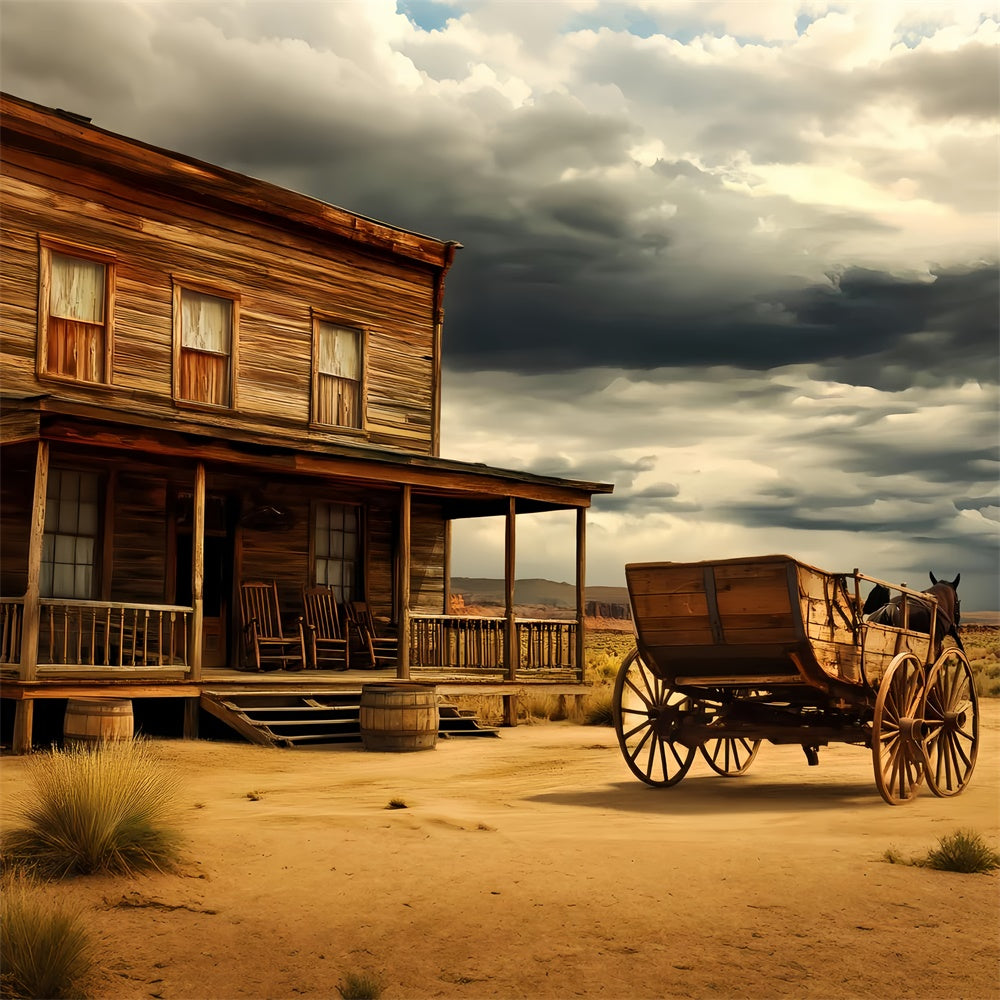 Vintage Photography Backdrop Western Desert Cabin Backdrop UK LXX57-187
