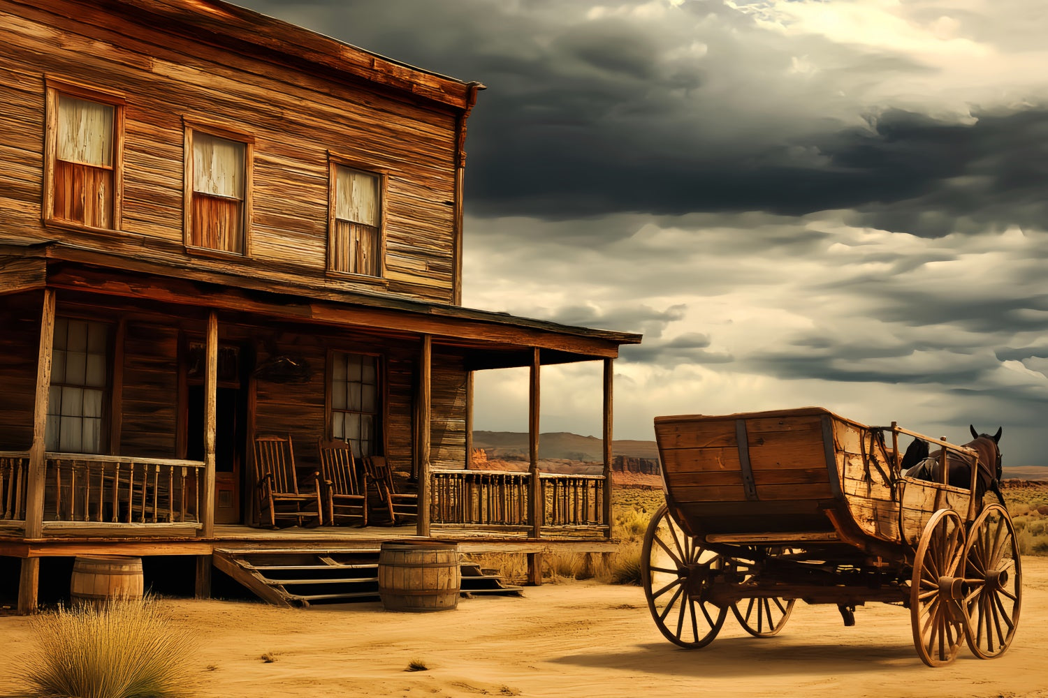 Vintage Photography Backdrop Western Desert Cabin Backdrop UK LXX57-187