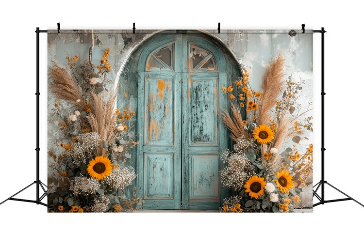 Vintage Photo Backdrop Shabby Sunflower Porch Backdrop UK LXX57-189