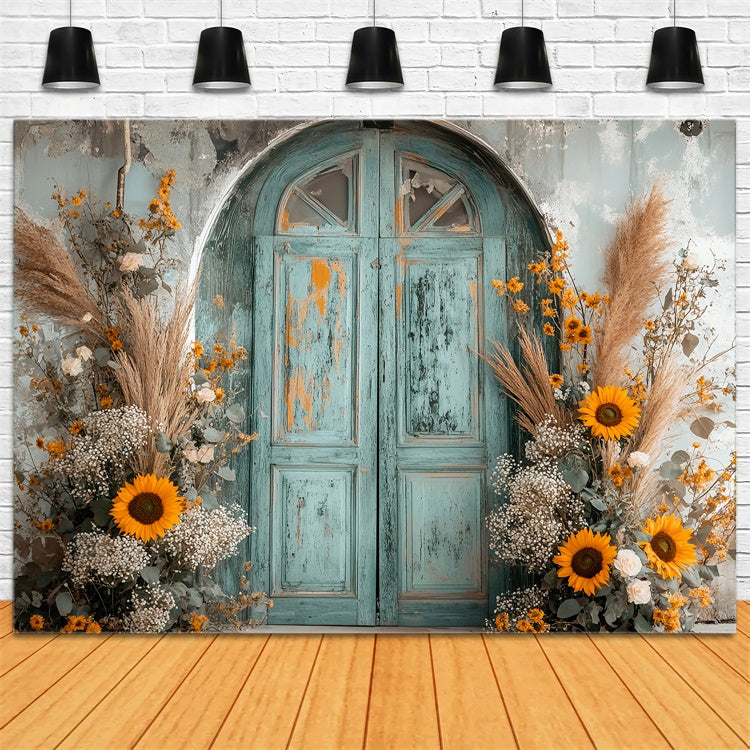 Vintage Photo Backdrop Shabby Sunflower Porch Backdrop UK LXX57-189