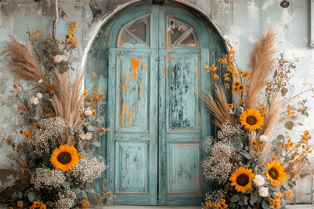 Vintage Photo Backdrop Shabby Sunflower Porch Backdrop UK LXX57-189