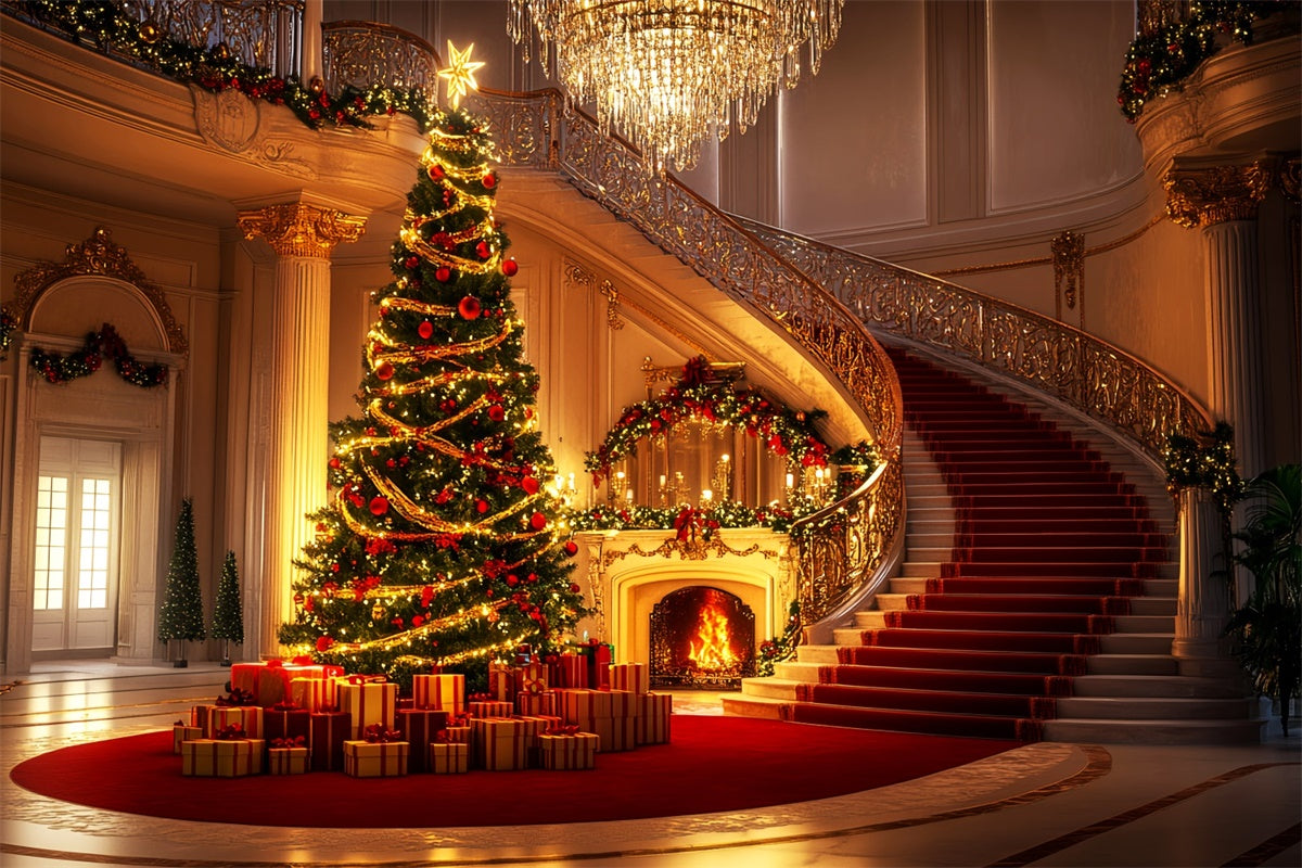 Vintage Backdrop Elegant Ballroom Christmas Backdrop UK LXX57-194