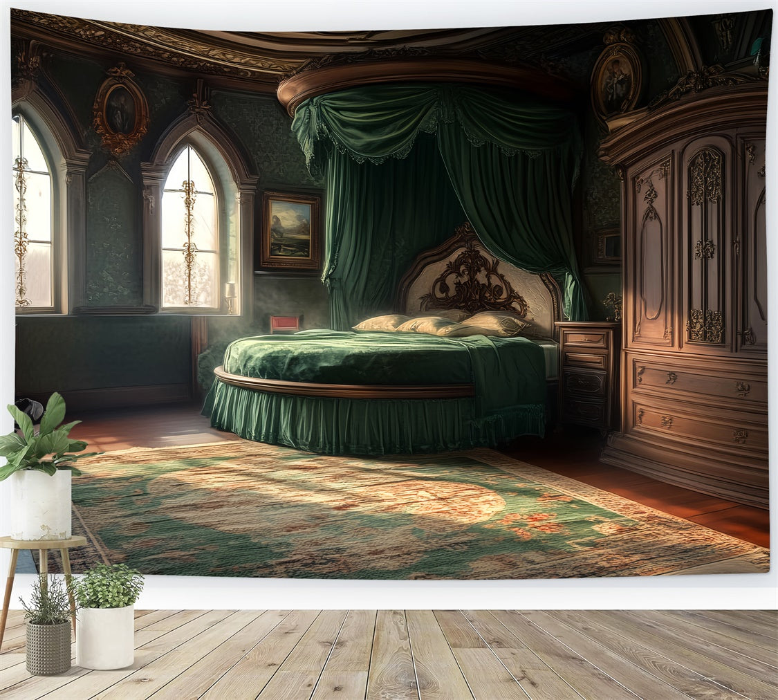 Victorian Backdrop Regal Emerald Bedroom Vintage Backdrop UK LXX57-204