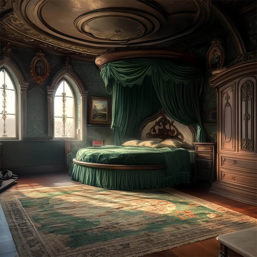 Victorian Backdrop Regal Emerald Bedroom Vintage Backdrop UK LXX57-204