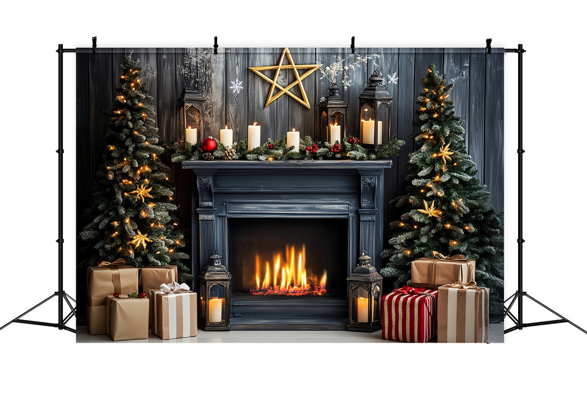 Vintage Christmas Backdrop Cozy Fireplace Backdrop UK LXX57-215