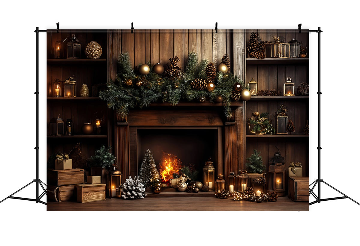 Vintage Christmas Backdrop Pine Hearth Holiday Backdrop UK LXX57-218