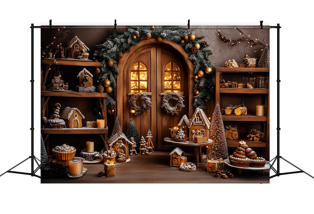 Vintage Christmas Backdrop Gingerbread Village Backdrop UK LXX57-222