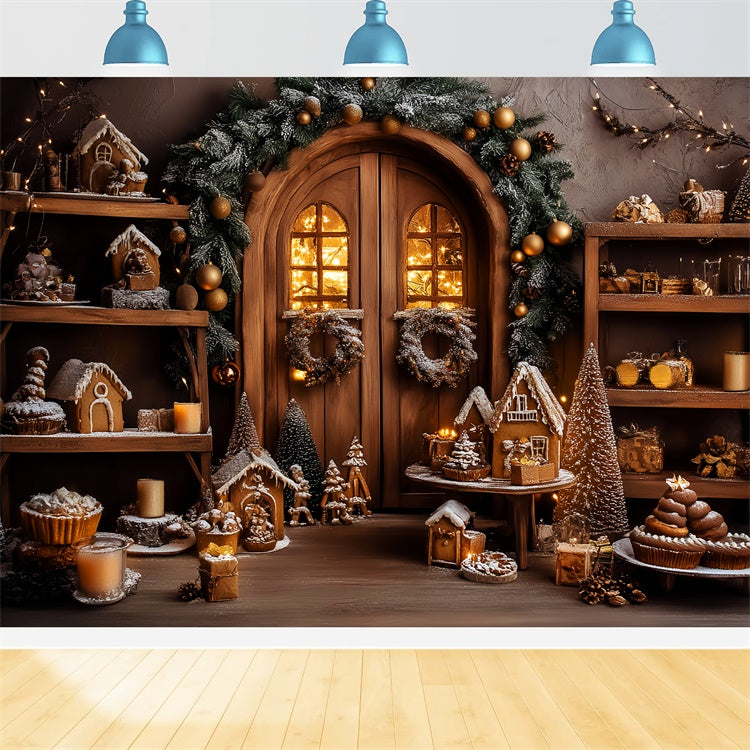 Vintage Christmas Backdrop Gingerbread Village Backdrop UK LXX57-222