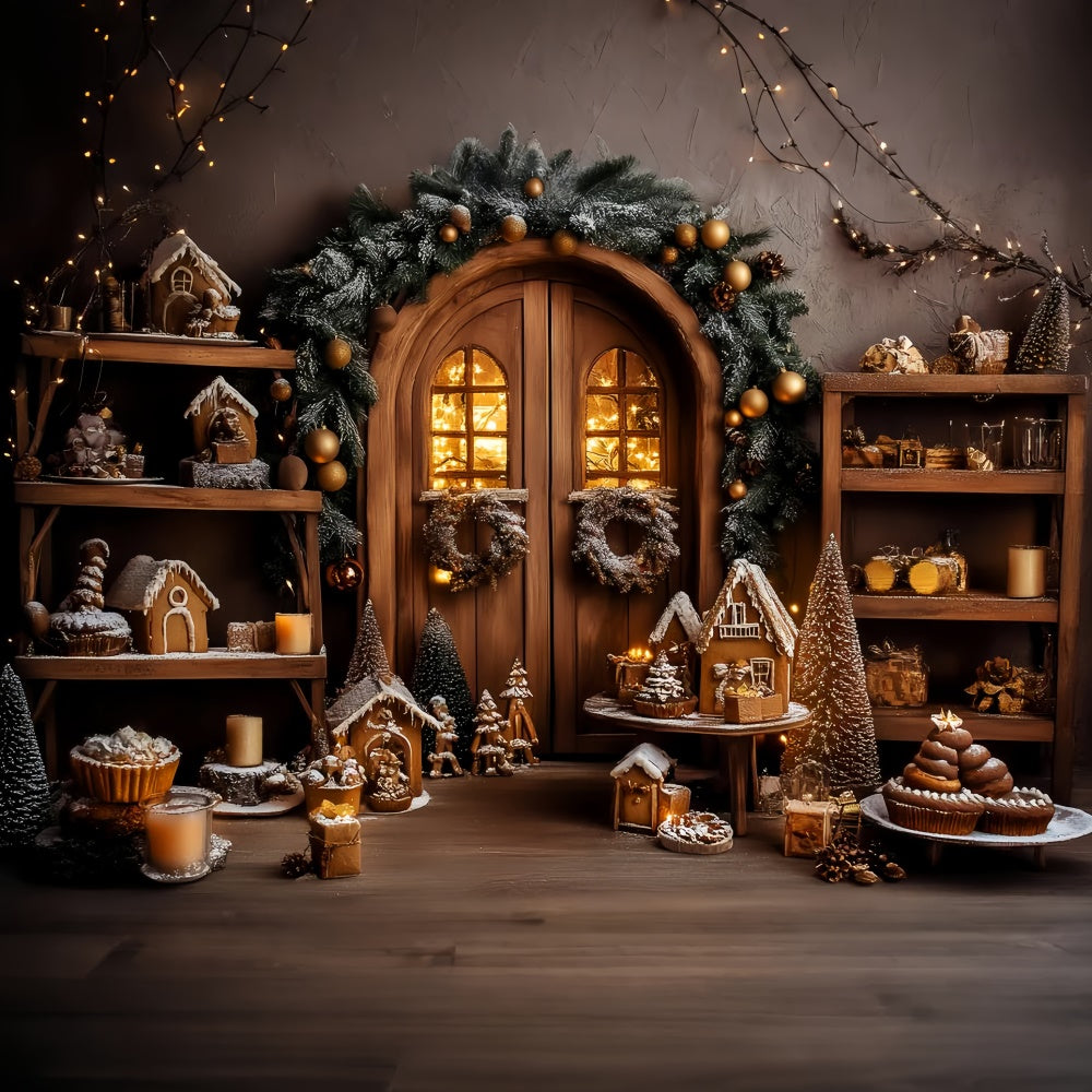 Vintage Christmas Backdrop Gingerbread Village Backdrop UK LXX57-222