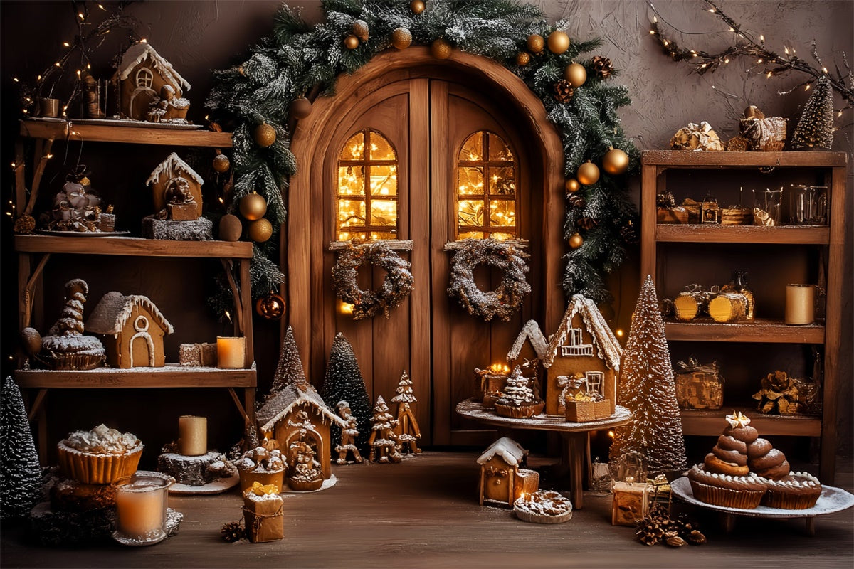 Vintage Christmas Backdrop Gingerbread Village Backdrop UK LXX57-222