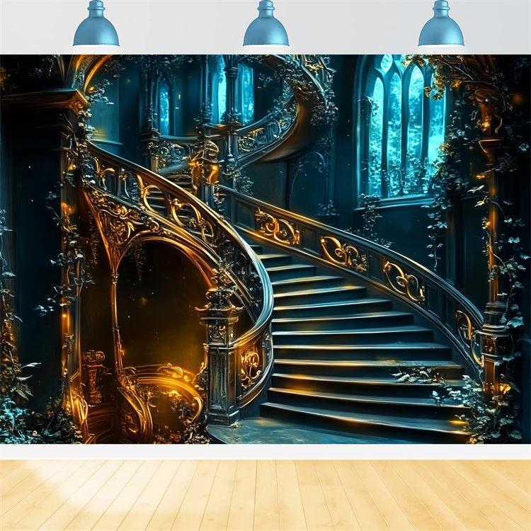 Antique Backdrop Golden Dream Stairwell Vintage Backdrops UK LXX57-225
