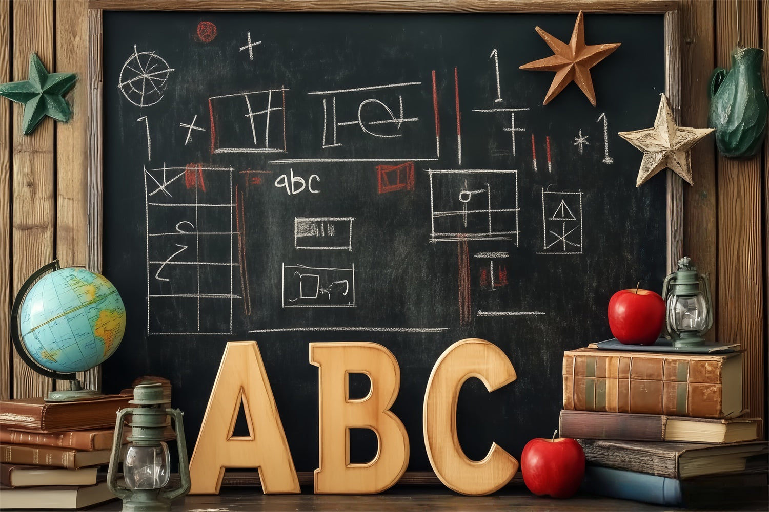 Chalkboard Photo Backdrop Wood Frame Classroom Backdrop UK LXX57-23