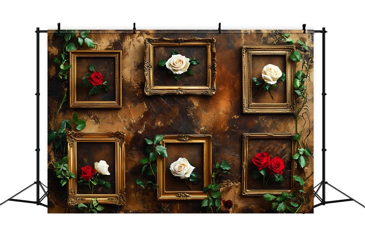 Baroque Backdrop Golden Frame Rose Vintage Wall Backdrop UK LXX57-233