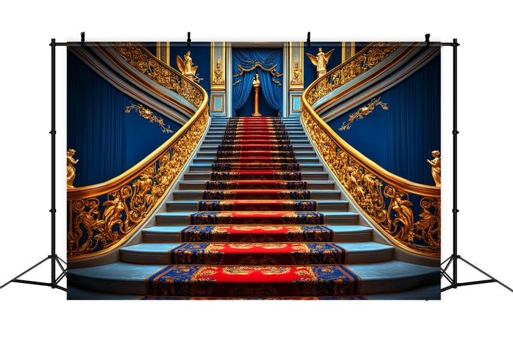 Vintage Backdrop Royal Blue Grand Staircase Backdrop UK LXX57-234