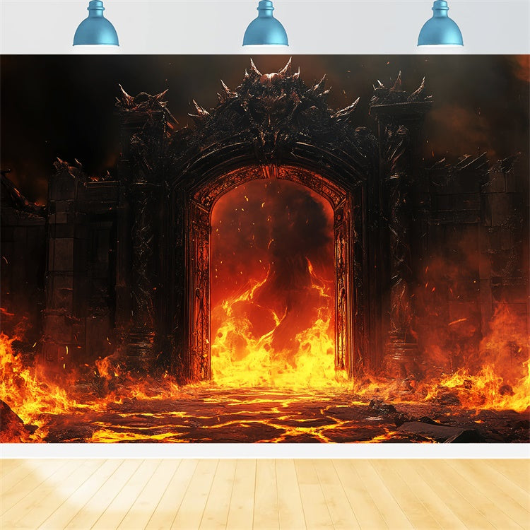 Vintage Photo Backdrops Cursed Flame Archway Backdrop UK LXX57-235