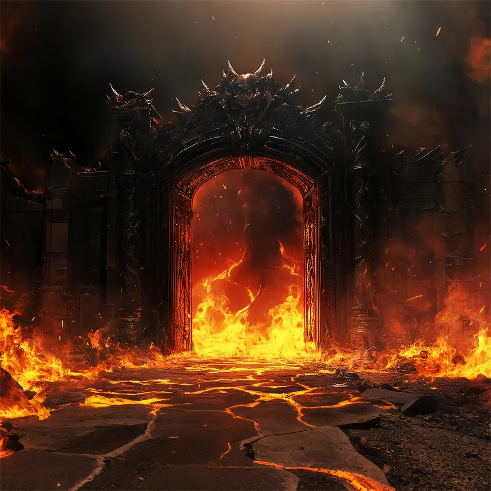Vintage Photo Backdrops Cursed Flame Archway Backdrop UK LXX57-235