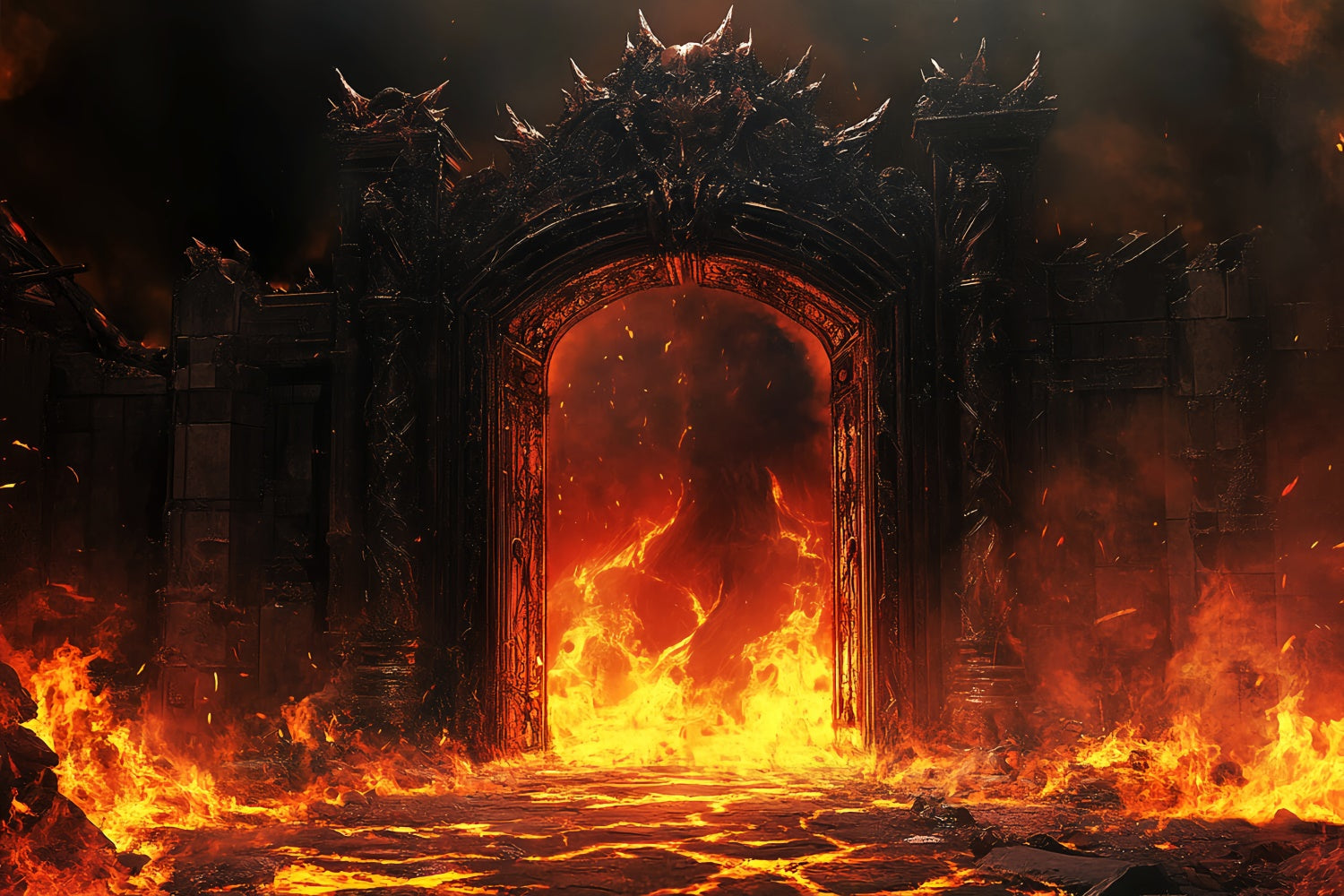 Vintage Photo Backdrops Cursed Flame Archway Backdrop UK LXX57-235
