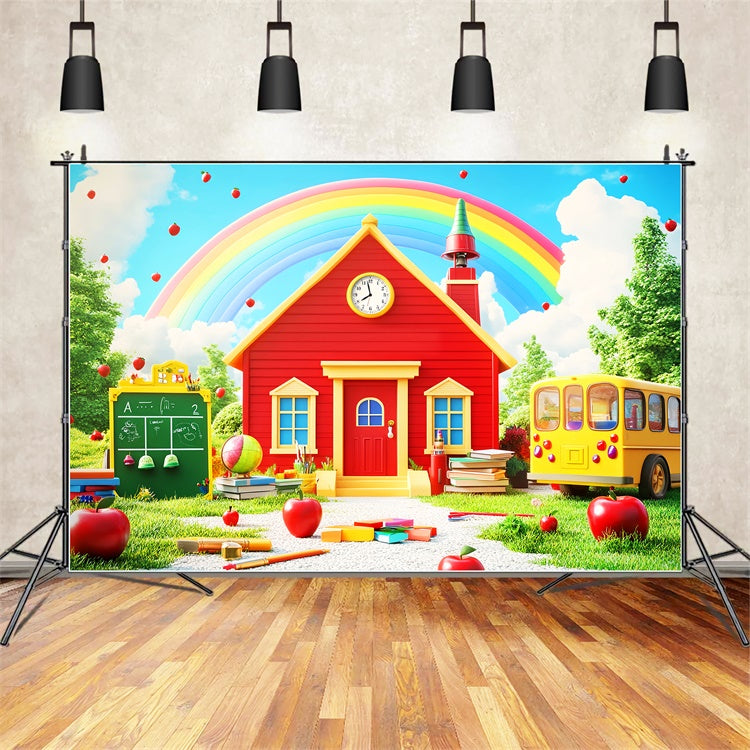School Photo Backdrop Bright School Rainbow Backdrop UK LXX57-38