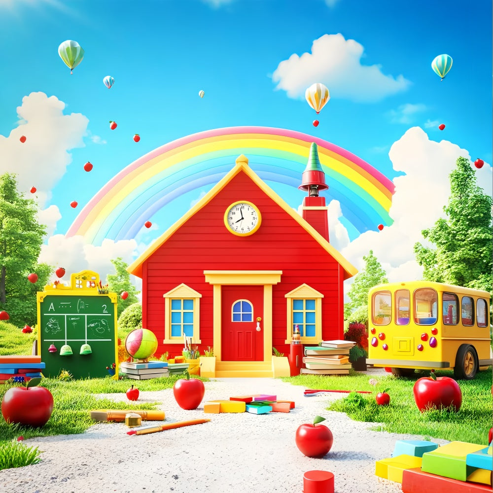 School Photo Backdrop Bright School Rainbow Backdrop UK LXX57-38