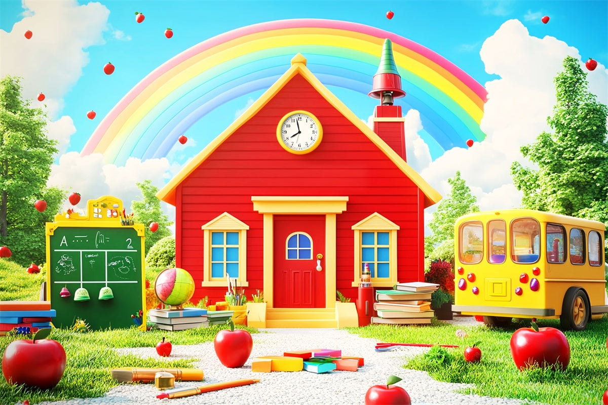 School Photo Backdrop Bright School Rainbow Backdrop UK LXX57-38
