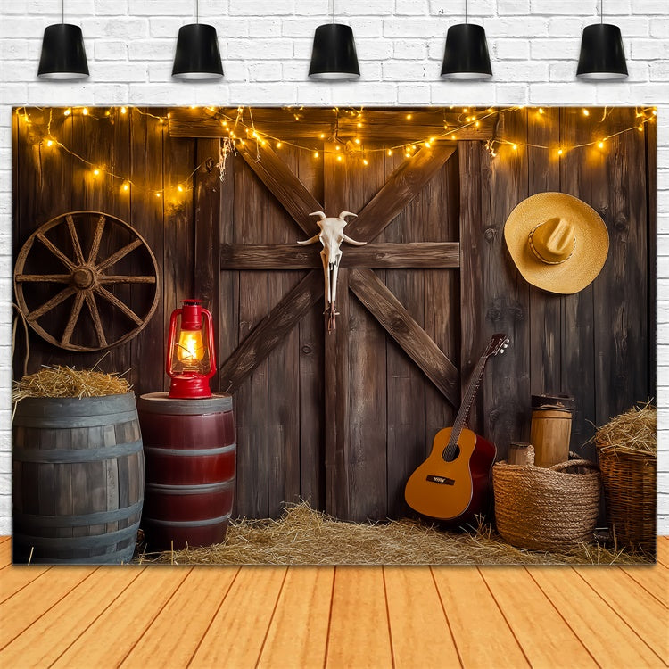 Barn Wood Backdrop Western Barn Glow Backdrop UK LXX57-384