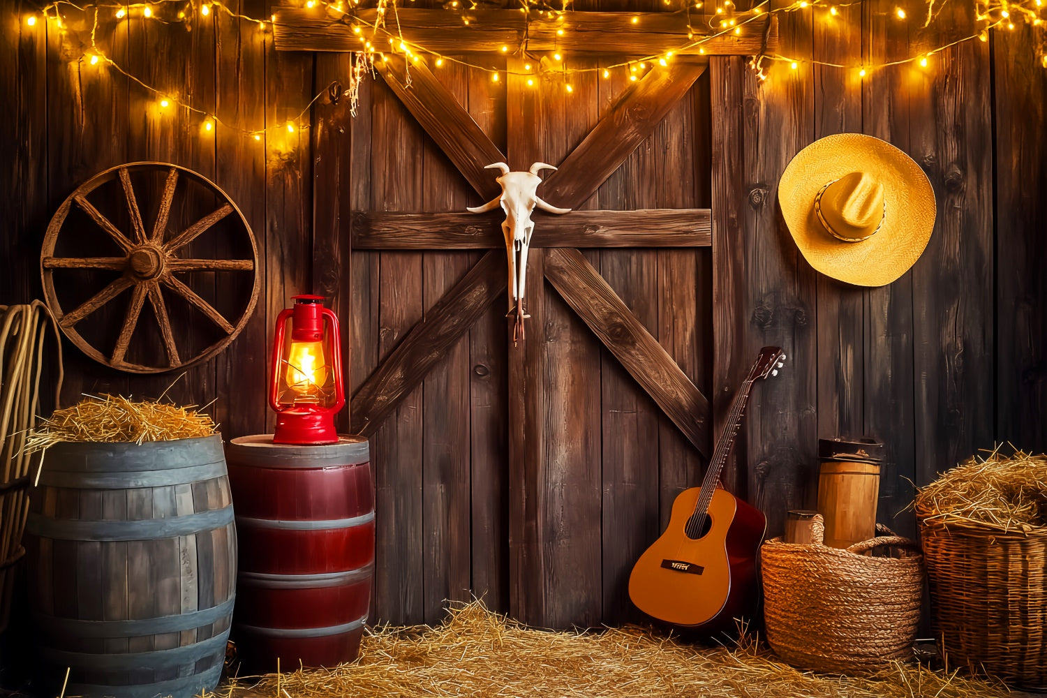 Barn Wood Backdrop Western Barn Glow Backdrop UK LXX57-384