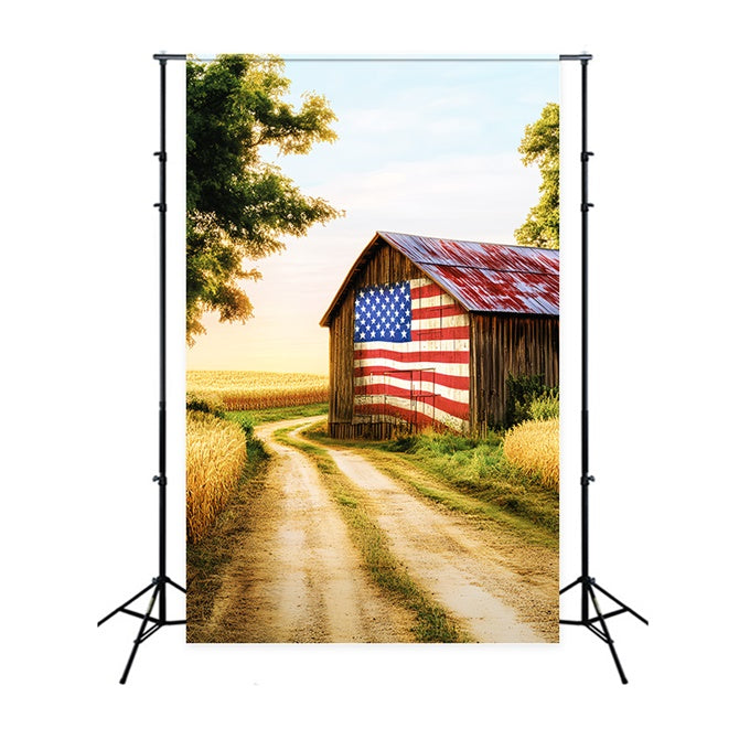 Rustic Barn Backdrop Patriotic Farm Barn Backdrop UK LXX57-387