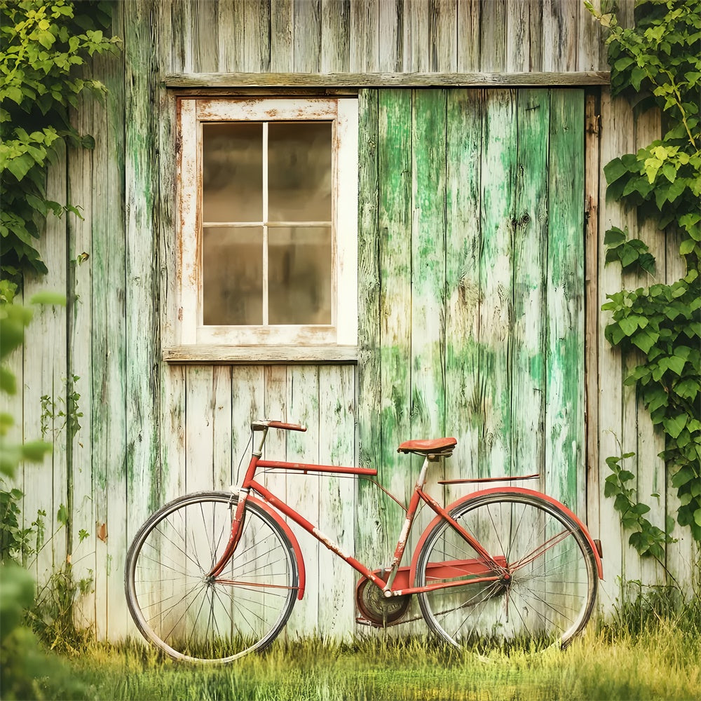 Rustic Barn Backdrop Rustic Wall Bicycle Backdrop UK LXX57-396