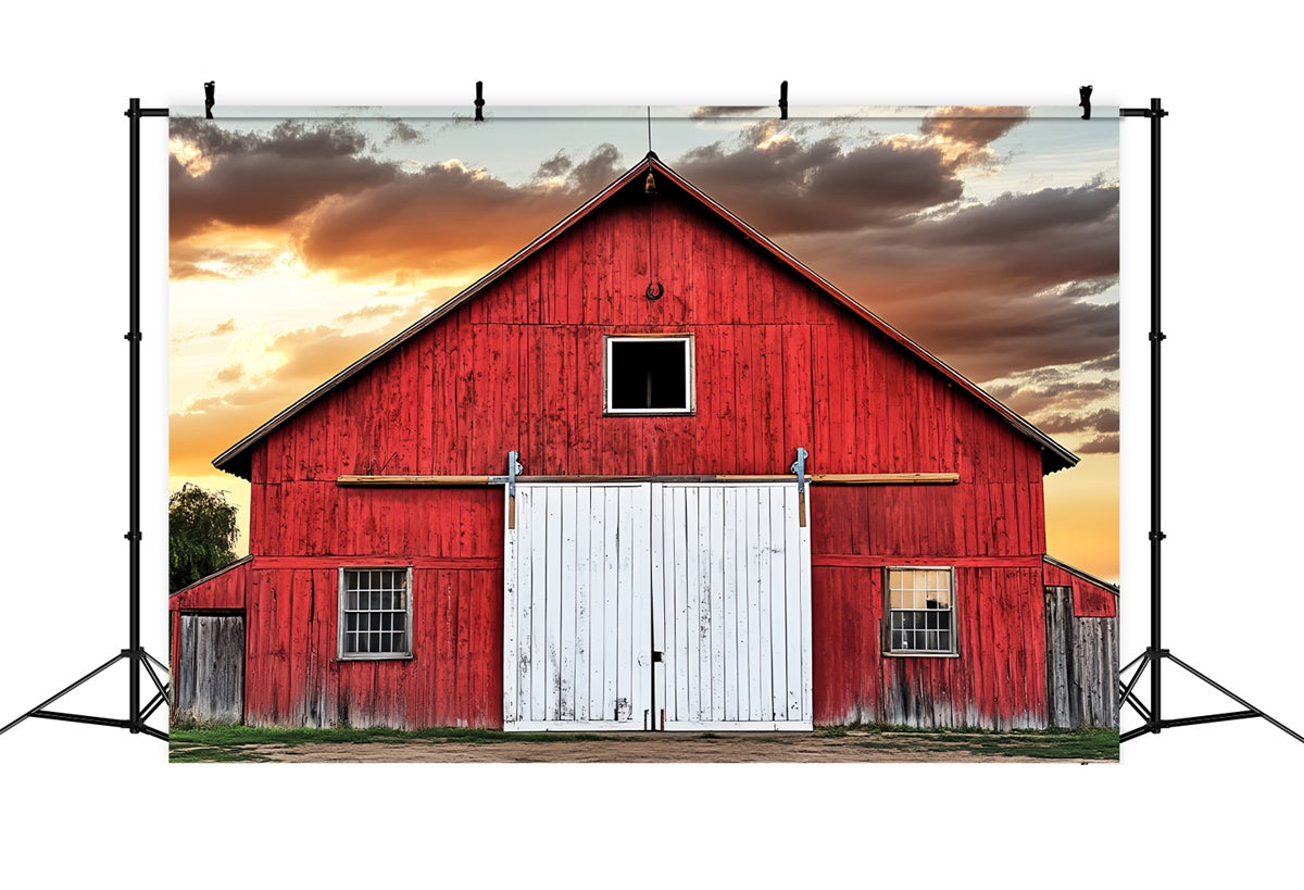 Red Barn Backdrop Country Barn Sunset Backdrop UK LXX57-403