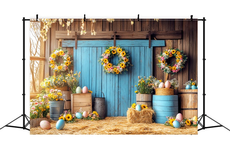 Barn Photo Backdrop Sunflower Barn Easter Backdrop UK LXX57-407