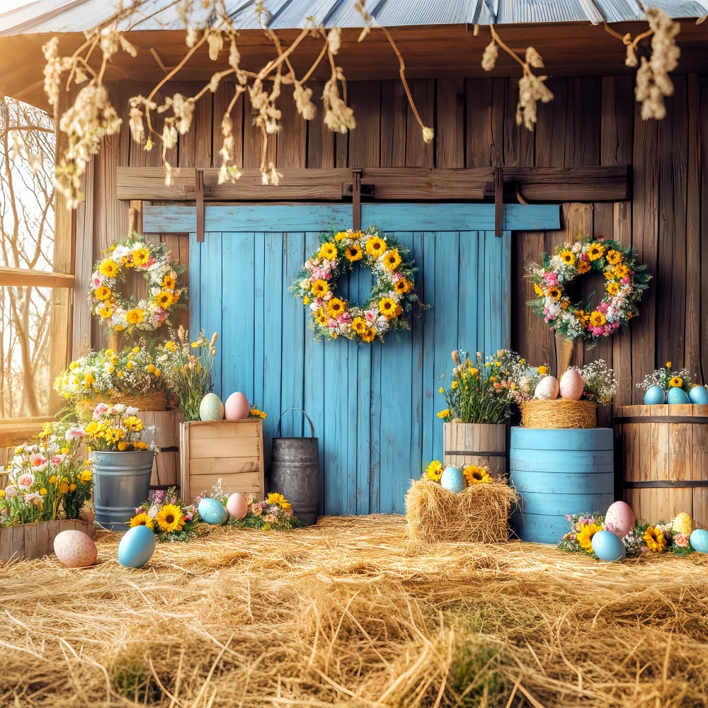 Barn Photo Backdrop Sunflower Barn Easter Backdrop UK LXX57-407