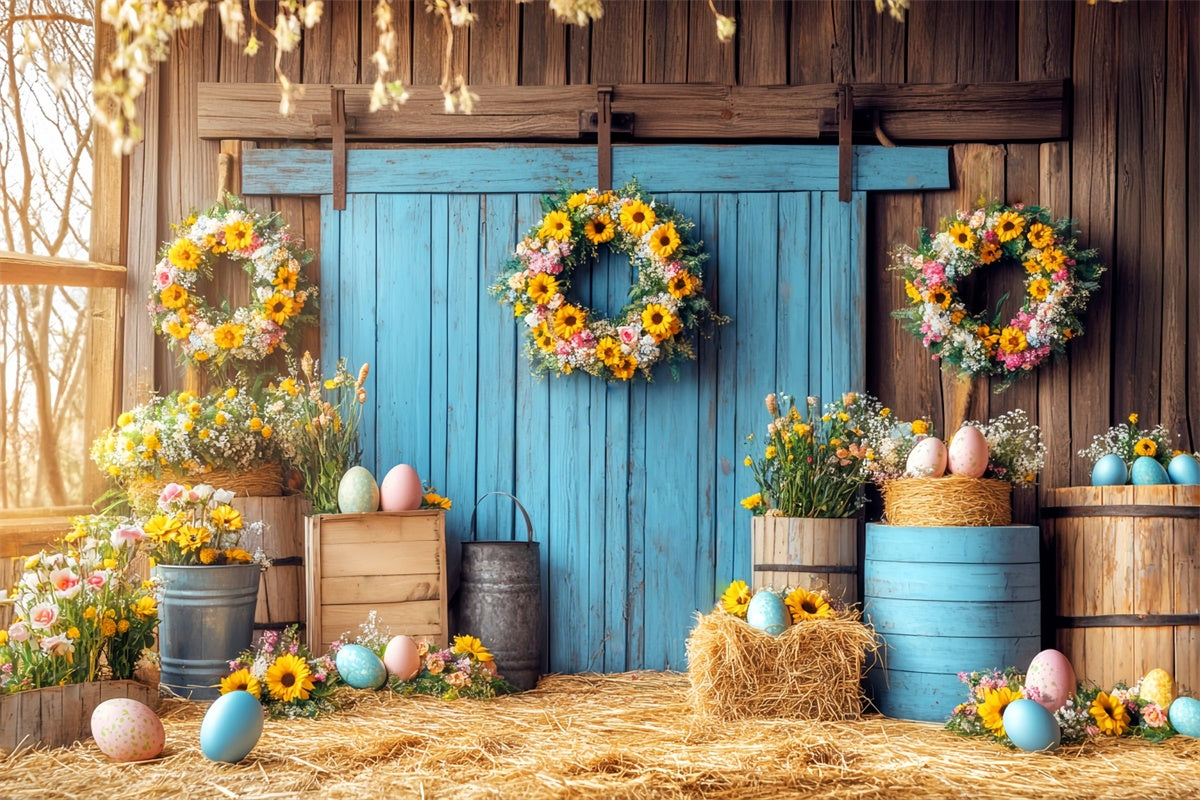 Barn Photo Backdrop Sunflower Barn Easter Backdrop UK LXX57-407