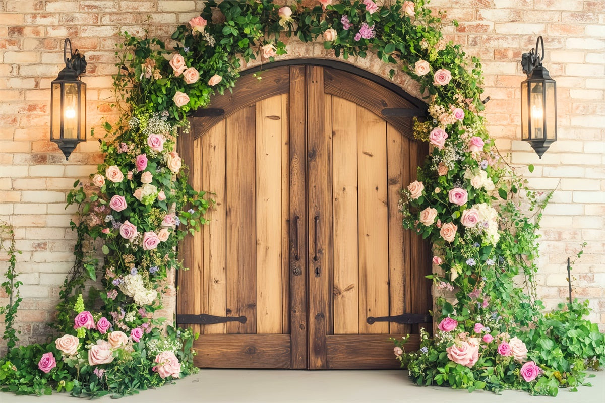 Barn Door Backdrop Garden Archway Floral Backdrop UK LXX57-410