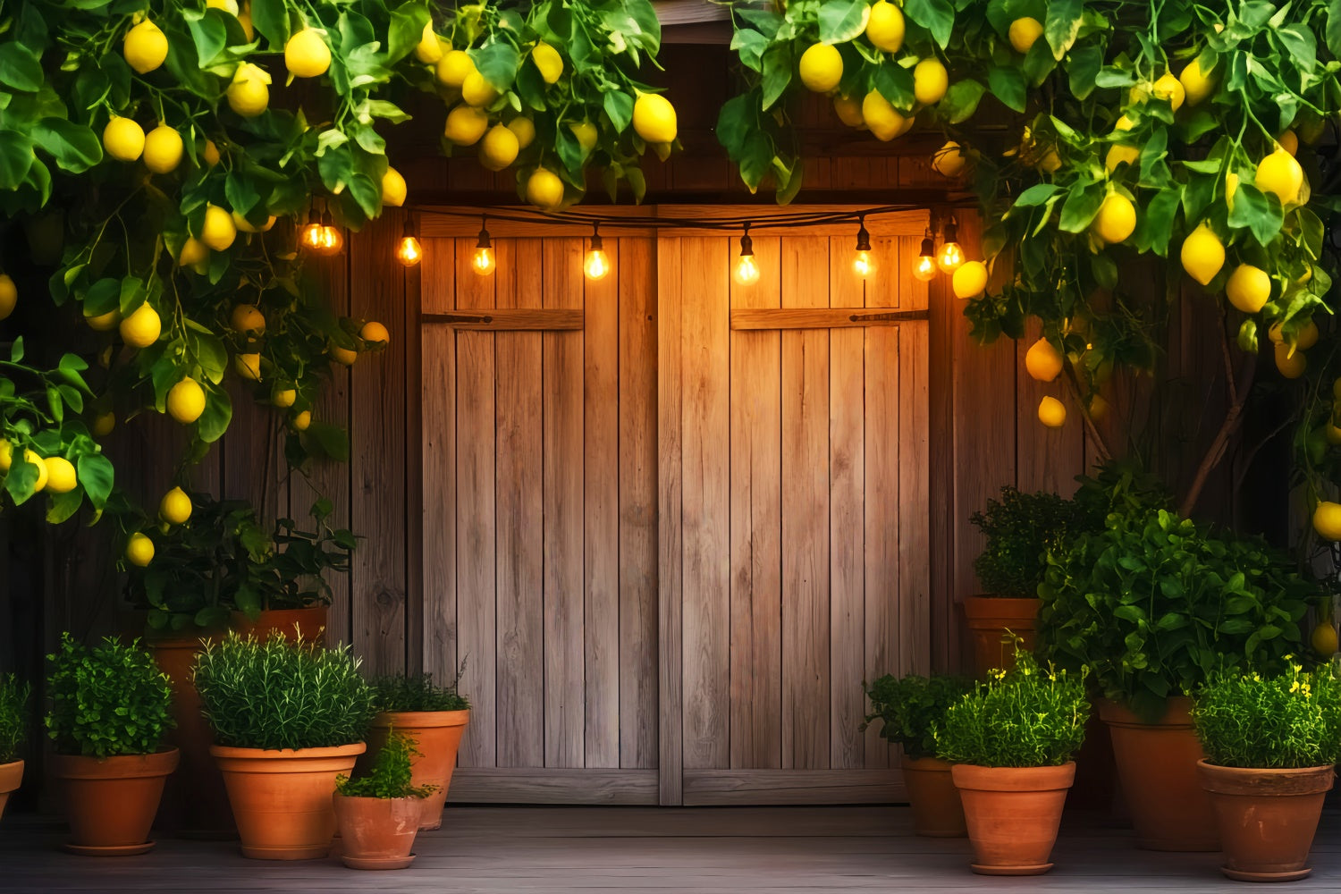 Barn Door Photo Backdrop Lemon Tree Porch Backdrop UK LXX57-413